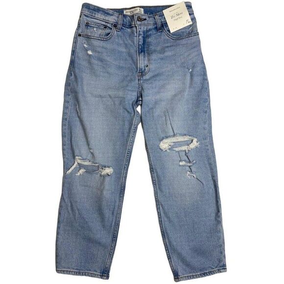 Abercrombie & Fitch The Mom Capri Jeans Women's 27 Blue High Rise Distressed NEW - Picture 3 of 10